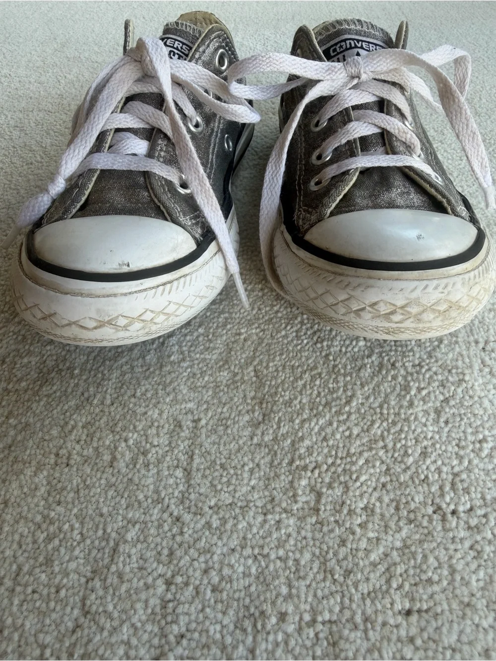 Converse Chuck Taylors Kids Metallic Silver Low Top Sneakers 12.5